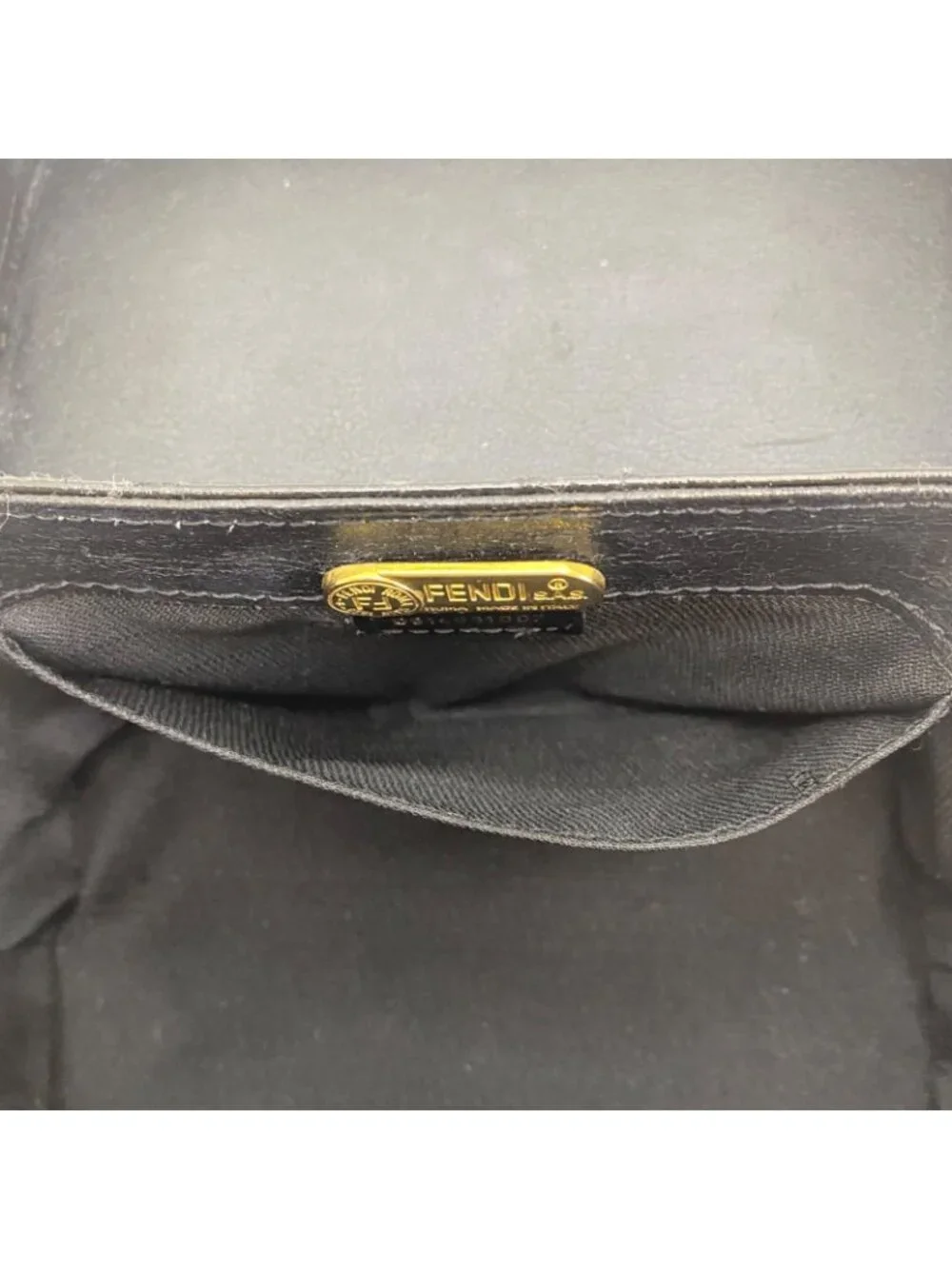 Fendi Vanity Bag Vintage Style Leather Black